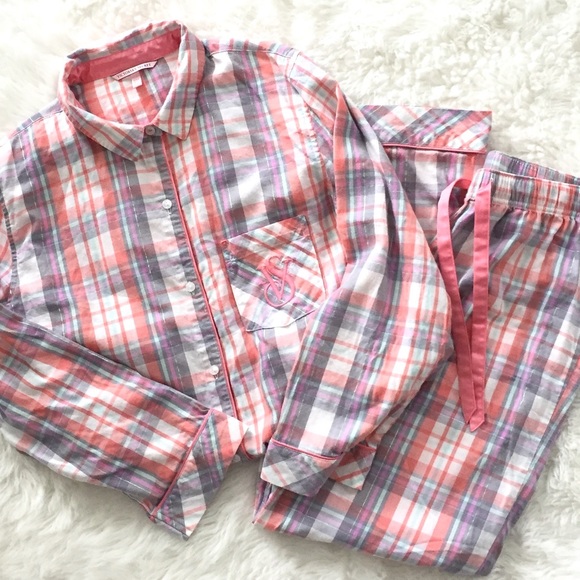 Victoria's Secret Other - NWOT Victoria's Secret coral plaid flannel PJ set